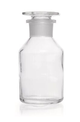 Weithals-Standflasche, m. NS-Glasstopfen, Kalk-Soda-Glas, klar, 250 ml, 1 Stück