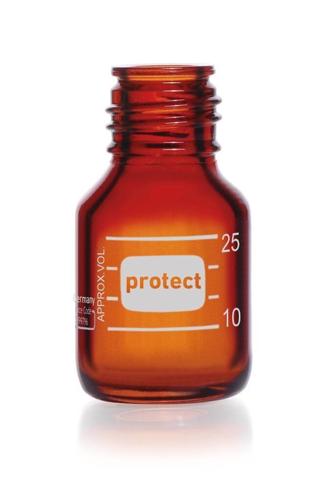 Screw top bottle DURAN® Protect Brown glass without pouring ring and screw cap, 25 ml, GL 25, 10 Piece(s)