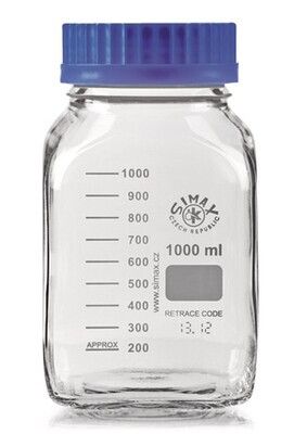 Botella de boca ancha ROTILABO® GL 80 vidrio transparente, 500 ml, 10 Unidad(es)