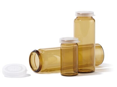 Glass vials with rolled rim brown glass, 30 ml, Height, 75 mm, 200 Piece(s)