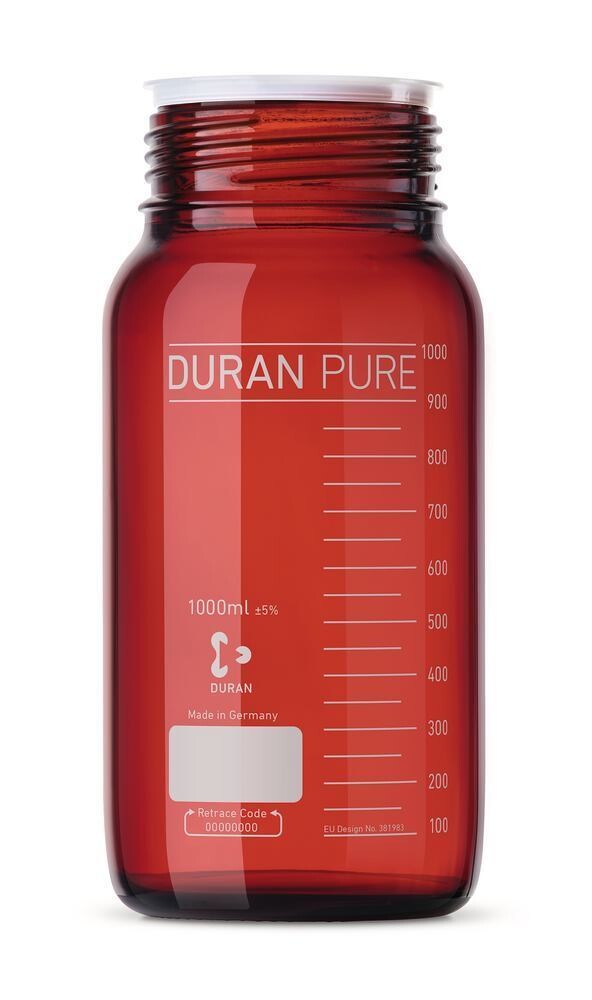 Weithalsgewindeflasche DURAN PURE , Braunglas, 1,0 l, Gewinde GLS 80, 10 Stück