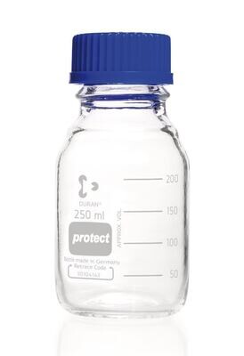 Screw top bottle DURAN® Protect Clear glass with pouring ring and PP screw cap, 250 ml, 10 Piece(s)
