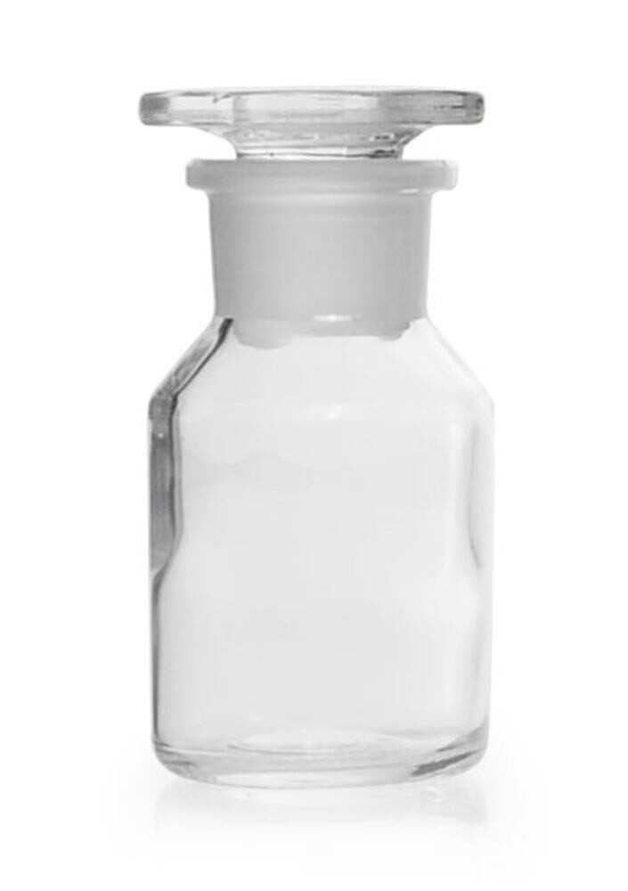 Weithals-Standflaschen, m. NS-Glasstopf., Kalk-Soda-Glas, klar, 50 ml, 10 Stück