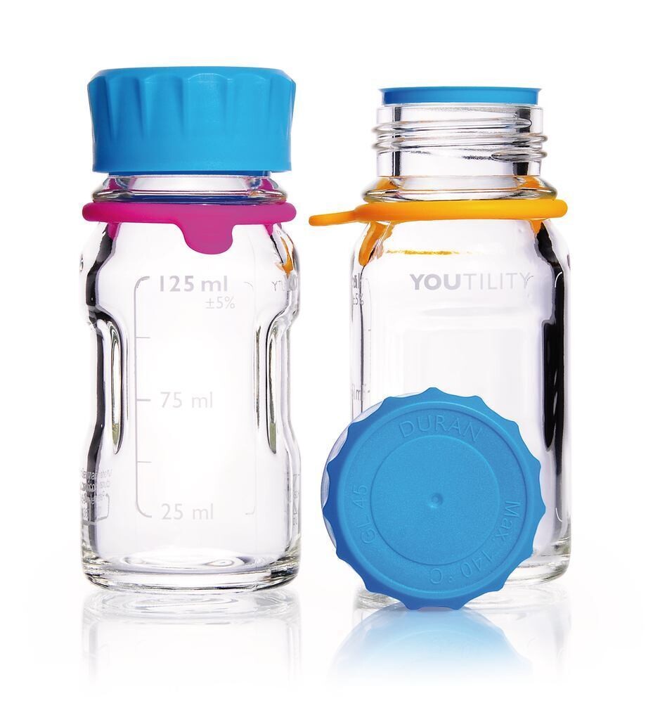 Screw top bottle DURAN® YOUTILITY Clear glass, 125 ml, 4 Piece(s)