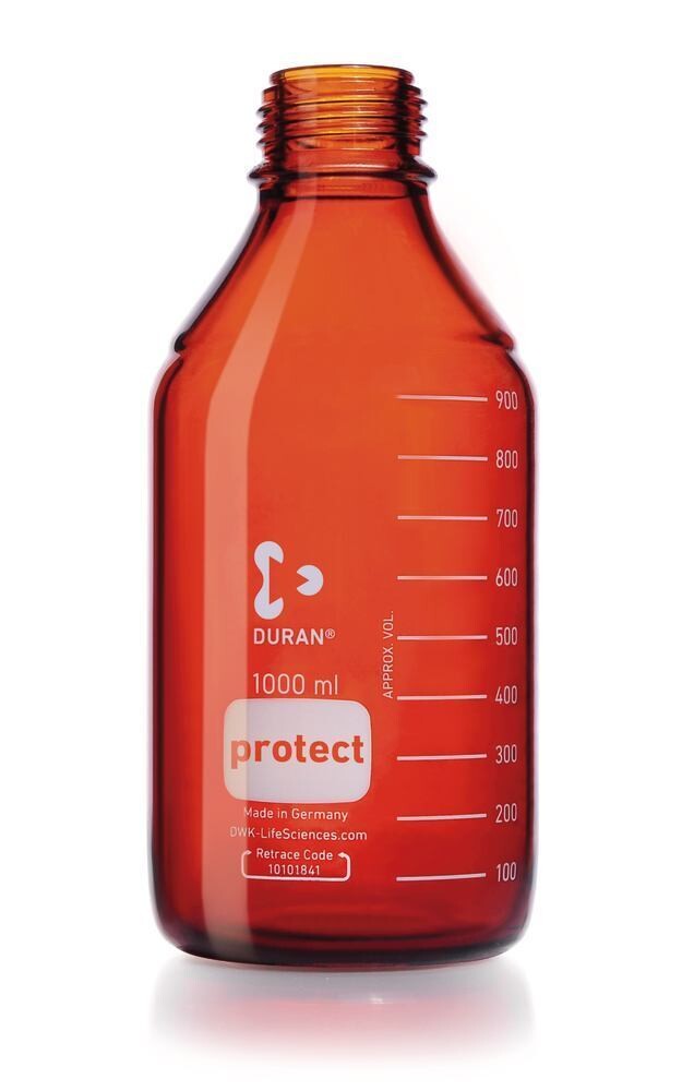 Bottiglia con tappo a vite DURAN® Protect Vetro marrone senza anello versatore e tappo a vite, 1000 ml, GL 45, 10 Pezzo(i)