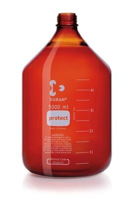 Screw top bottle DURAN® Protect Brown glass without pouring ring and screw cap, 5000 ml, GL 45, 1 Piece