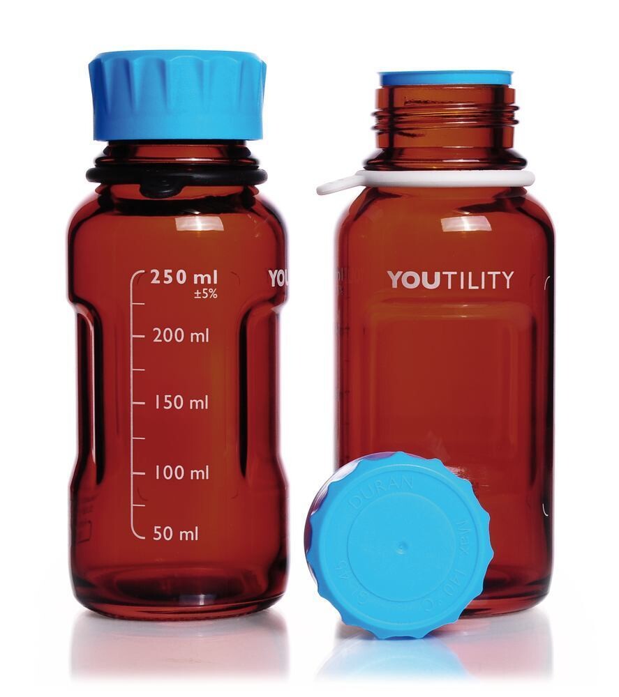 Screw top bottle DURAN® YOUTILITY Brown glass, 250 ml, 4 Piece(s)