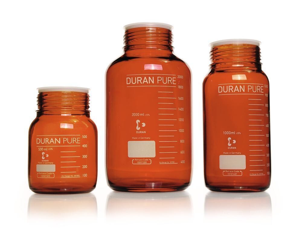 Wide mouth screw top bottle DURAN® PURE GLS 80® Brown glass, 2000 ml, 10 Piece(s)