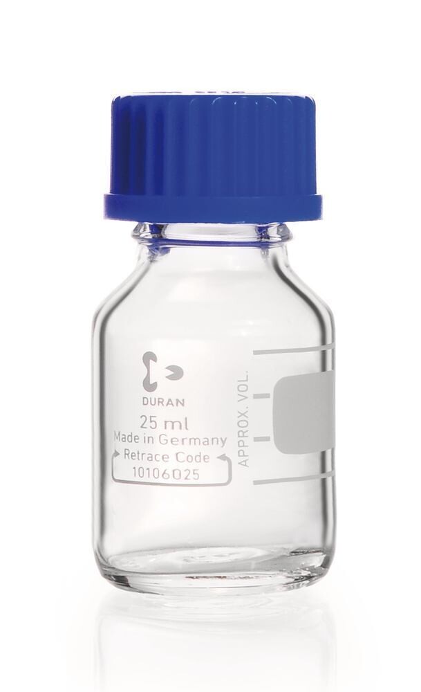 Frasco con tapa de rosca DURAN® vidrio transparente con tapón de rosca de PP, 25 ml, 10 Unidad(es)