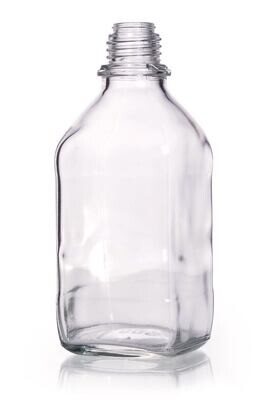 Narrow mouth bottle square clear glass, 500 ml, 32, high form, 10 Piece(s)
