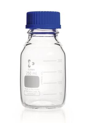 Screw top bottle DURAN® clear glass with pouring ring and PP screw cap, 250 ml, GL 45, 10 Piece(s)