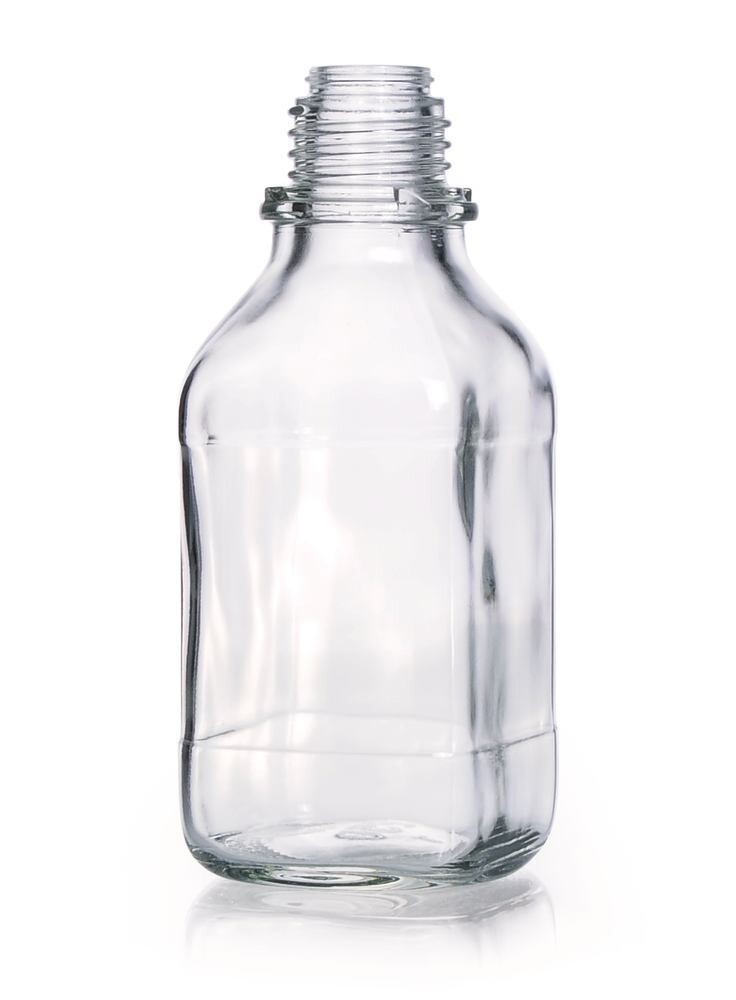 Narrow mouth bottle square clear glass, 250 ml, 32, high form, 10 Piece(s)