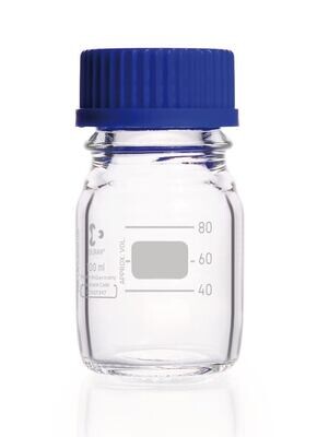 Gewindeflaschen, DURAN®, transparent, mit Ausgießring und Kappe aus PP, 100 ml, 10 Stück