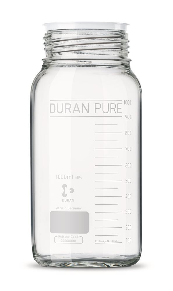 Wide mouth screw top bottle DURAN® PURE GLS 80® Clear glass, 1000 ml, 10 Piece(s)