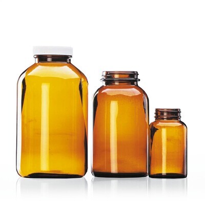 Wide mouth bottle brown glass, 500 ml, 53-400, 12 Piece(s)