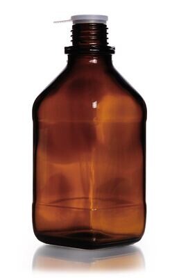 Vierkant-Enghalsflasche, 500 ml, Braunglas, Gewinde 32, hohe Form, 10 Stück