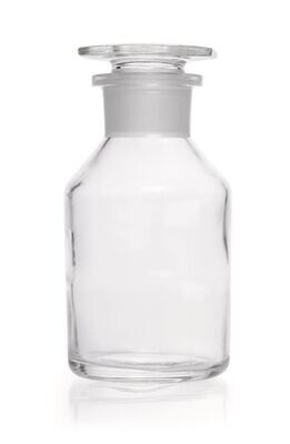Weithals-Standflaschen, m. NS-Glasstopf., Kalk-Soda-Glas, klar, 100 ml, 10 Stück
