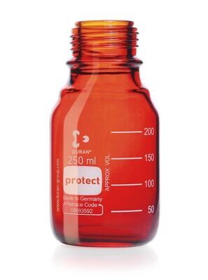 Screw top bottle DURAN® Protect Brown glass without pouring ring and screw cap, 250 ml, GL 45, 10 Piece(s)