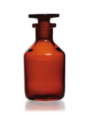 Enghals-Standflaschen, m. NS-Glasstopfen, Kalk-Soda-Glas, braun, 250 ml, 10 Stück