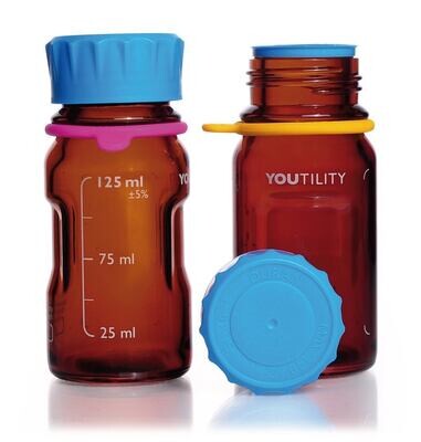 DURAN® YOUTILITY Laborflaschen, Braunglas, 125 ml, GL 45, 4 Stück