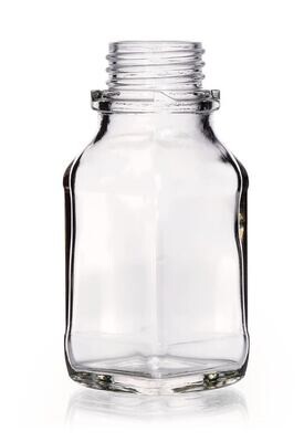 Wide mouth bottle square clear glass, 100 ml, 32, short form, 10 Piece(s)