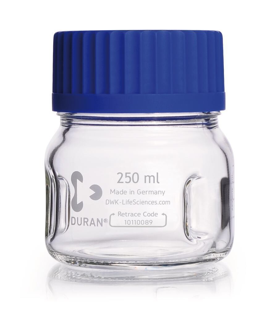 Bottiglia a bocca larga DURAN® GLS 80 con deflettori, 250 ml, 1 pezzo