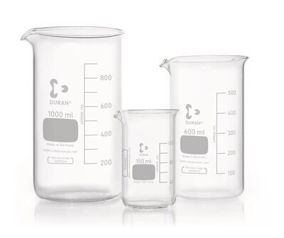 Bechergläser, hohe Form, DURAN®, mit Teilung und Ausguss, 100 ml, 10 Stück