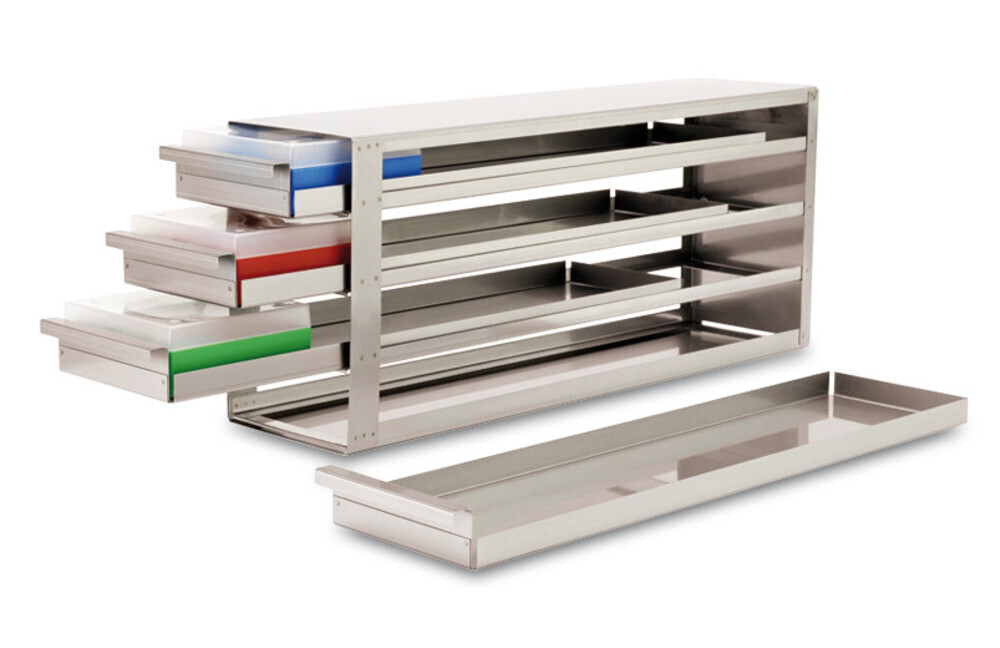 Cryogenic rack drawer rack, Suitable for, Box height, 50 mm, 4 x 4, Height, 224 mm, 1 Piece