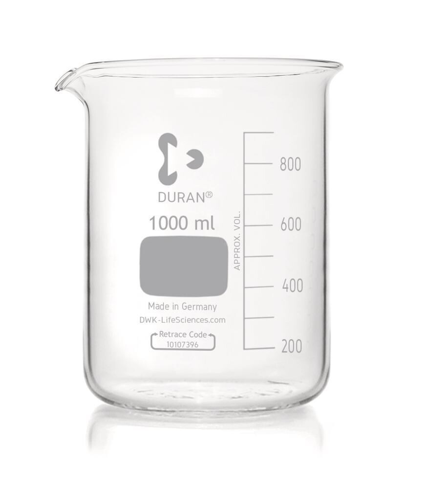 Becherglas, niedrige Form, DURAN®, mit Teilung und Ausguss, 1000 ml, 1 Stück
