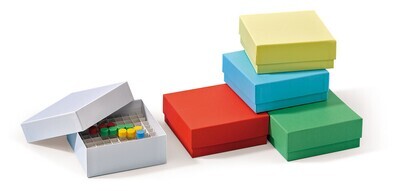 Cryogenic box ROTILABO® cardboard 136 x 136 mm with water-repellent standard coating, Height, 32 mm, white, 10 Piece(s)