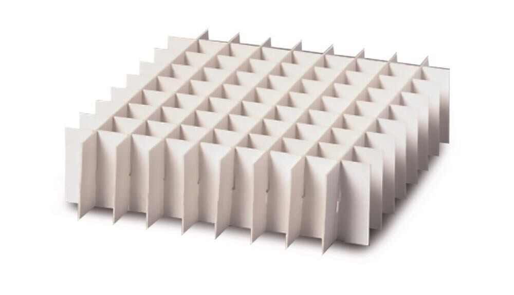 Accesorios separadores de cartón para caja criogénica 136 x 136 mm, Tamaño del compartimento, 17 x 17 mm, Altura, 30 mm, Nº de ranuras, 49, 7 x 7, 10 Pieza(s)