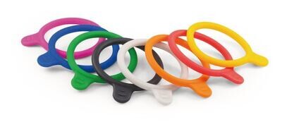 Accessories for DURAN® YOUTILITY screw top bottles, DURAN® Bottle Tags made of silicone, eight colours, 16 Piece(s)