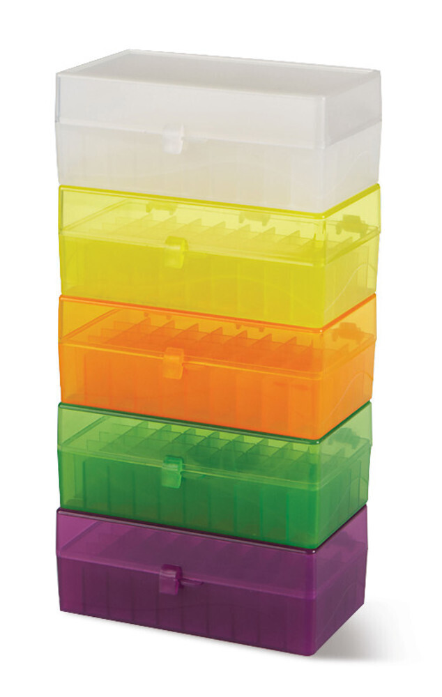 Storage box 50 slots Hinged lid set colourless, 5 Piece(s)