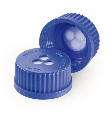 Ventilation screw caps DURAN® with ePTFE membrane, GL 45, blue, 5 Piece(s)