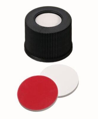 Bouchons à vis ROTILABO® ND10 avec perçage, Silicone blanc / PTFE rouge, UltraClean, 100 Pièce(s)