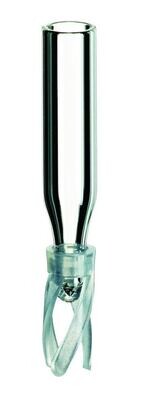 Mikroeinsätze, Borosilikatglas, Klarglas, Kunststoff-Feder, 0,1ml, 100 Stück