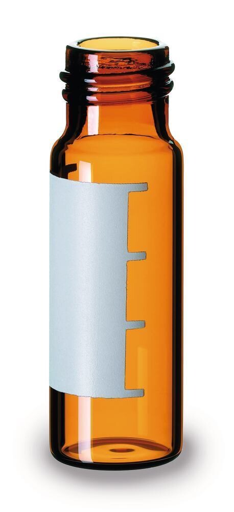 Sample vials ROTILABO® with thread ND13, Brown glass, with labelling space, 100 Piece(s)