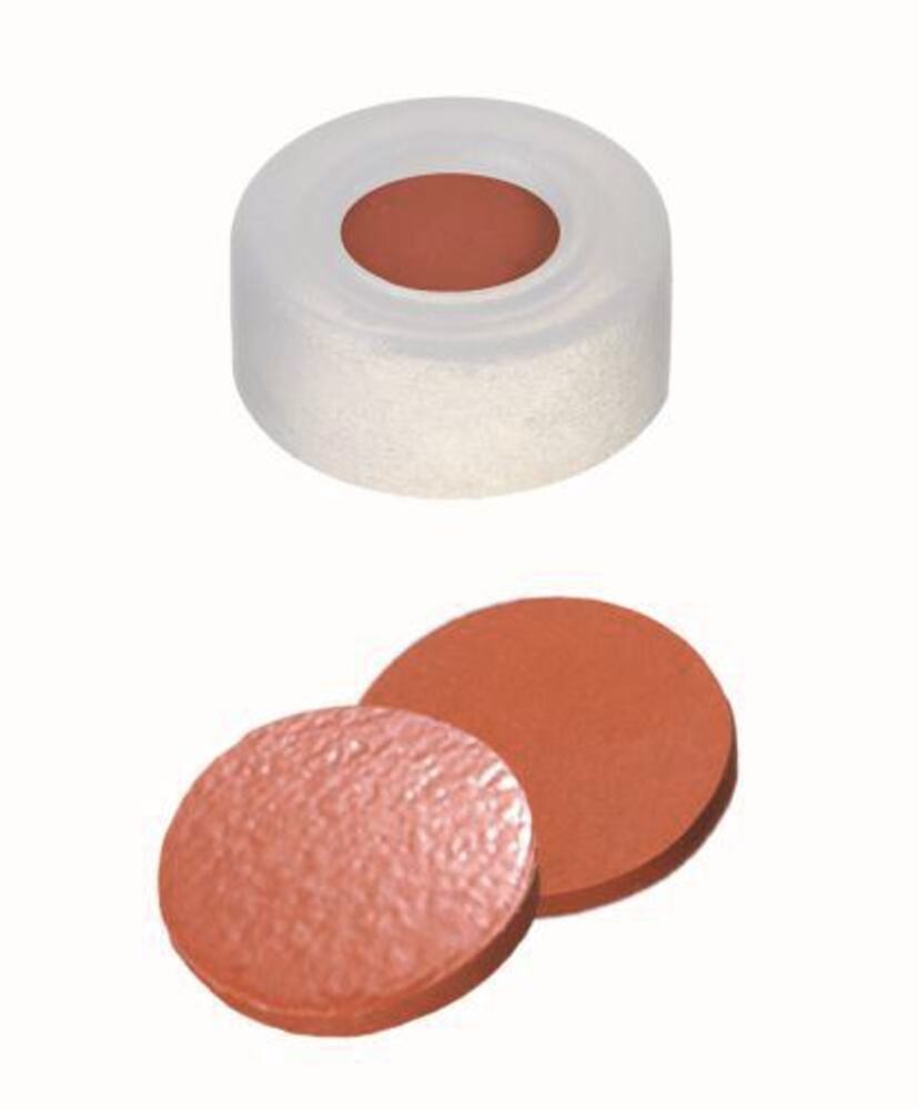 Snap ring caps ROTILABO® ND11 hard version, Natural rubber orange red / TEF transparent, 100 Piece(s)