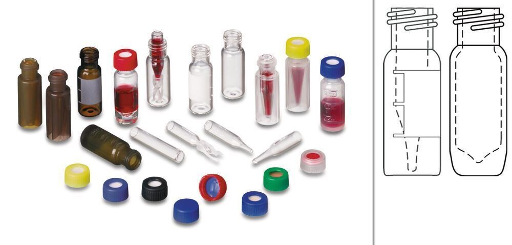 Rotilabo®-Kurzgewindefläschchen ND9, Klarglas, integr. Mikroeinsatz, 0,2 ml, 100 Stück