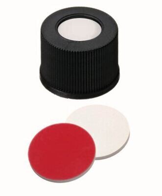 Bouchons à vis ROTILABO® ND13 avec perçage, Silicone crème/PTFE rouge, 100 Pièce(s)