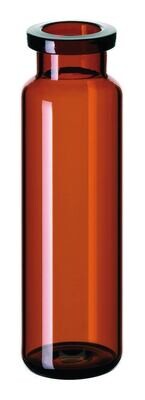 Viales Headspace ROTILABO® con borde rebordeado ND20 fondo redondeado, vidrio marrón, borde enrollado DIN, cuello largo, 20 ml, 100 Unidad(es)
