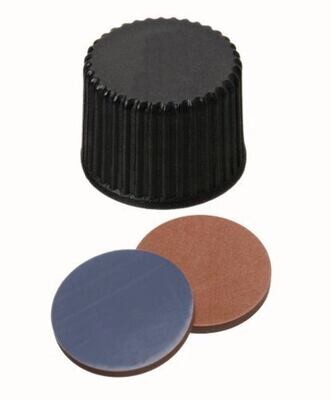 Screw caps ROTILABO® ND8 closed, Butyl red / PTFE grey, 100 Piece(s)