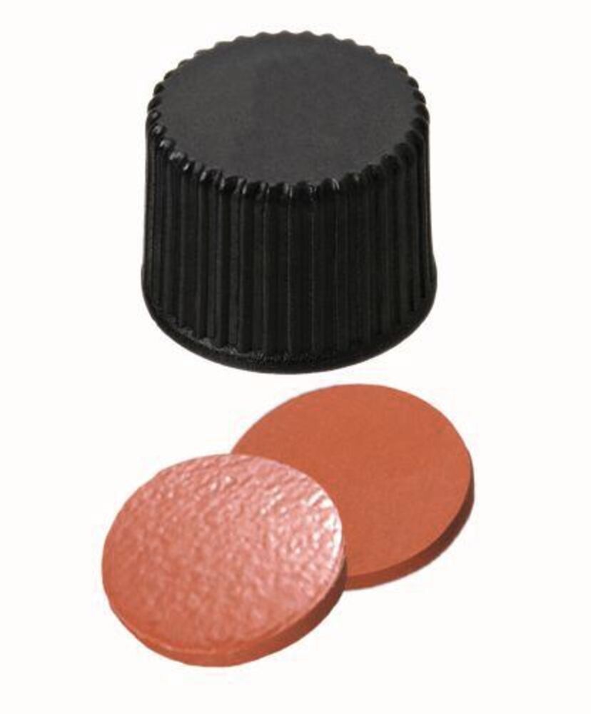 Screw caps ROTILABO® ND8 closed, Natural rubber orange red / TEF transparent, 100 Piece(s)