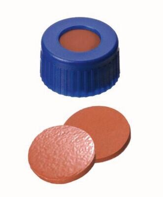 Tappi a vite ROTILABO® ND9 con foro, Gomma naturale rosso arancione / TEF trasparente, 100 Pezzo(i)