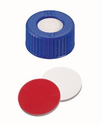 Screw caps ROTILABO® ND9 with borehole, Silicone white / PTFE red, UltraClean, 100 Piece(s)