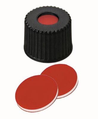 Screw caps ROTILABO® ND8 with borehole, PTFE red / silicone white / PTFE red, 100 Piece(s)