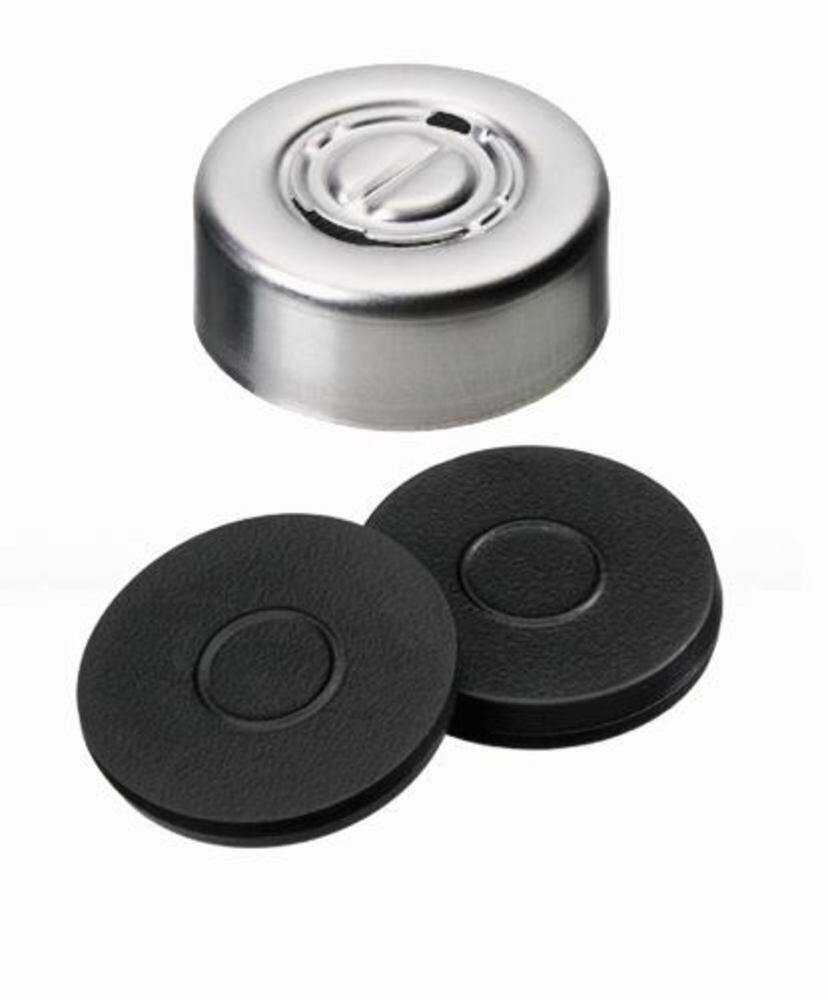 Mittelabrisskappen f. Rollrandfl. ND20, Alu, Septum Butyl, 100 Stück
