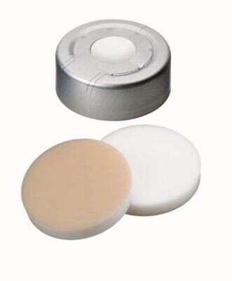 Tapones de presión ROTILABO® ND20 Headspace con orificio, Silicona blanca/PTFE beige, Calidad AGILENT HT, 100 Unidad(es)