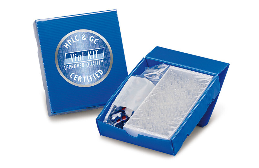 Sample vials with short thread ND9 Vial kit, HPLC-certified, Clear glass, with labelling space, 1 Set