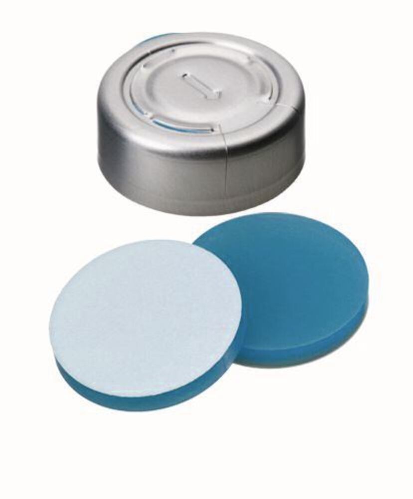Cappucci a crimpare ROTILABO® ND20 a strappo completo, Silicone trasparente blu / PTFE bianco, UltraClean, 100 Pezzo(i)